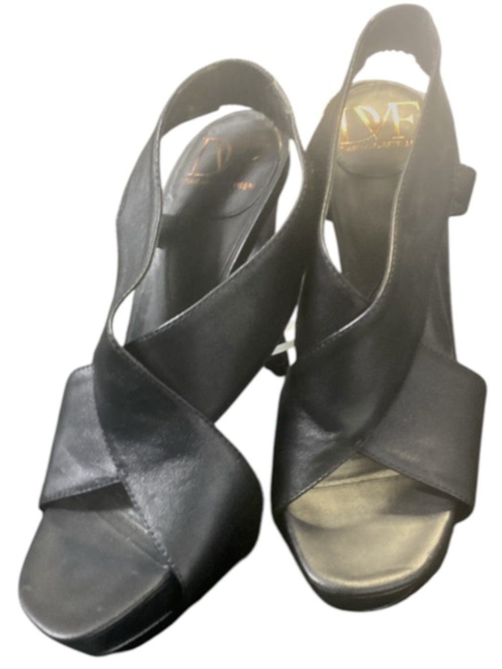 Diane von Furstenburg Black Women's Crisscross Slingback Sandals size 7.5
